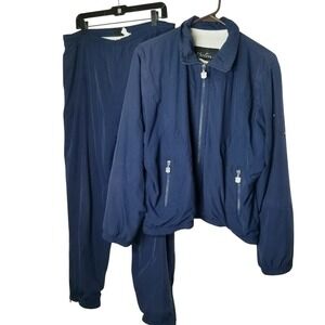 Kaelin VTG Tracksuit Blue Full Zip Pull up‎ Pants size Large faded size tag